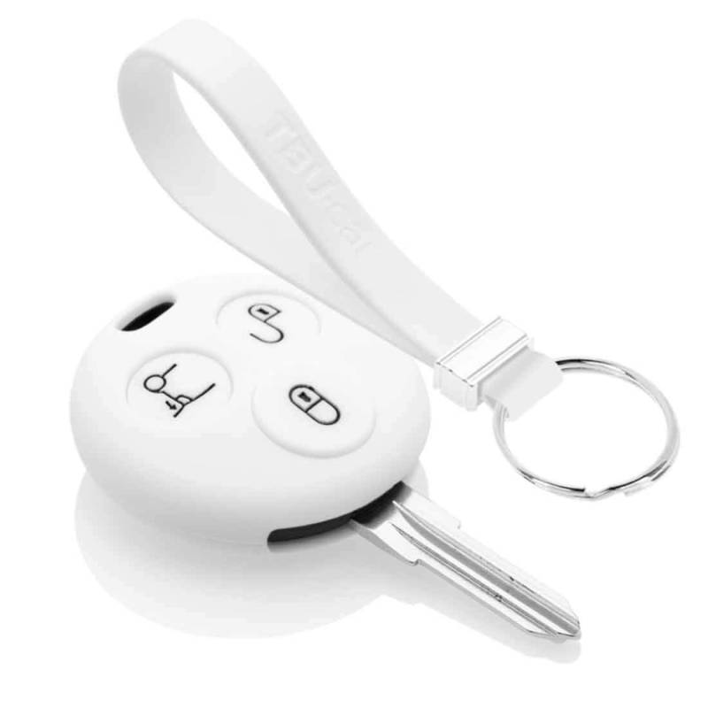 TBU car Autoschlüssel Hülle kompatibel mit Smart 3 Tasten - Schutzhülle aus Silikon - Auto Schlüsselhülle Cover in Weiß von TBU car