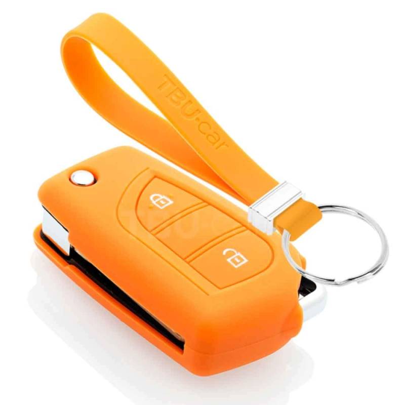 TBU car Autoschlüssel Hülle kompatibel mit Toyota 2 Tasten - Schutzhülle aus Silikon - Auto Schlüsselhülle Cover in Orange von TBU car