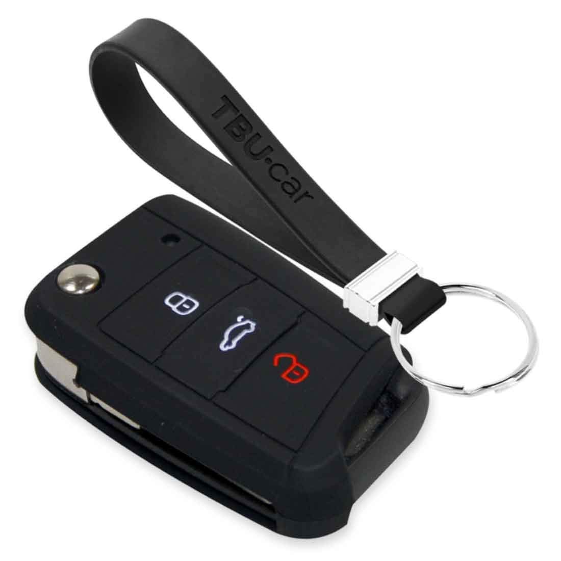 TBU car Autoschlüssel Hülle kompatibel mit VW 3 Tasten - Schutzhülle aus Silikon - Auto Schlüsselhülle Cover in Schwarz von TBU car