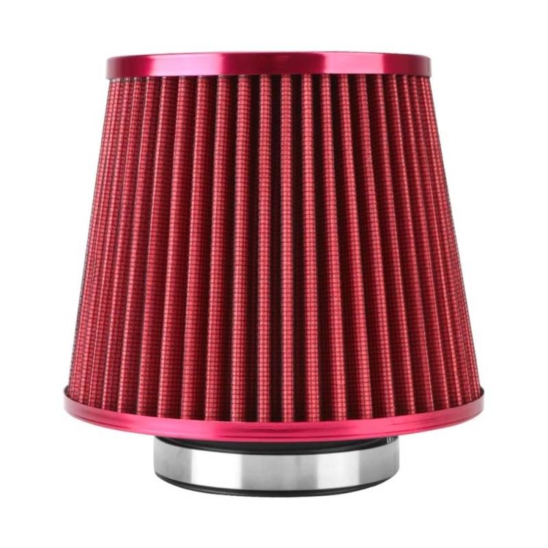 Luftfilter Einlage Luftansaugfilter Sport Power Cone 76MM Induktion Autozubehör Universal Auto Luftfilter Zubehör(Red) von TBUOIUE