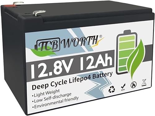 12V 12AH ​​LiFePO4 Batterie Grade A Zellen mit BMS Deep Cycle 10000+ Mal, geeignet für Solar, Wohnmobil, Anhänger, Trolling-Motor, Boot, Standserie und Parallel… von TCBWORTH