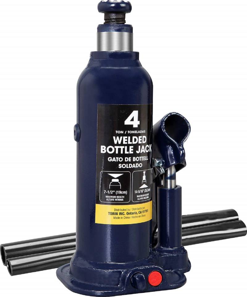 TCE 4 Tonnen (3,6 kg) hydraulischer geschweißter Wagenheber, tragbarer Wagenheber mit Pumpengriff für Gehäuse, blau, AT90403BU von TCE
