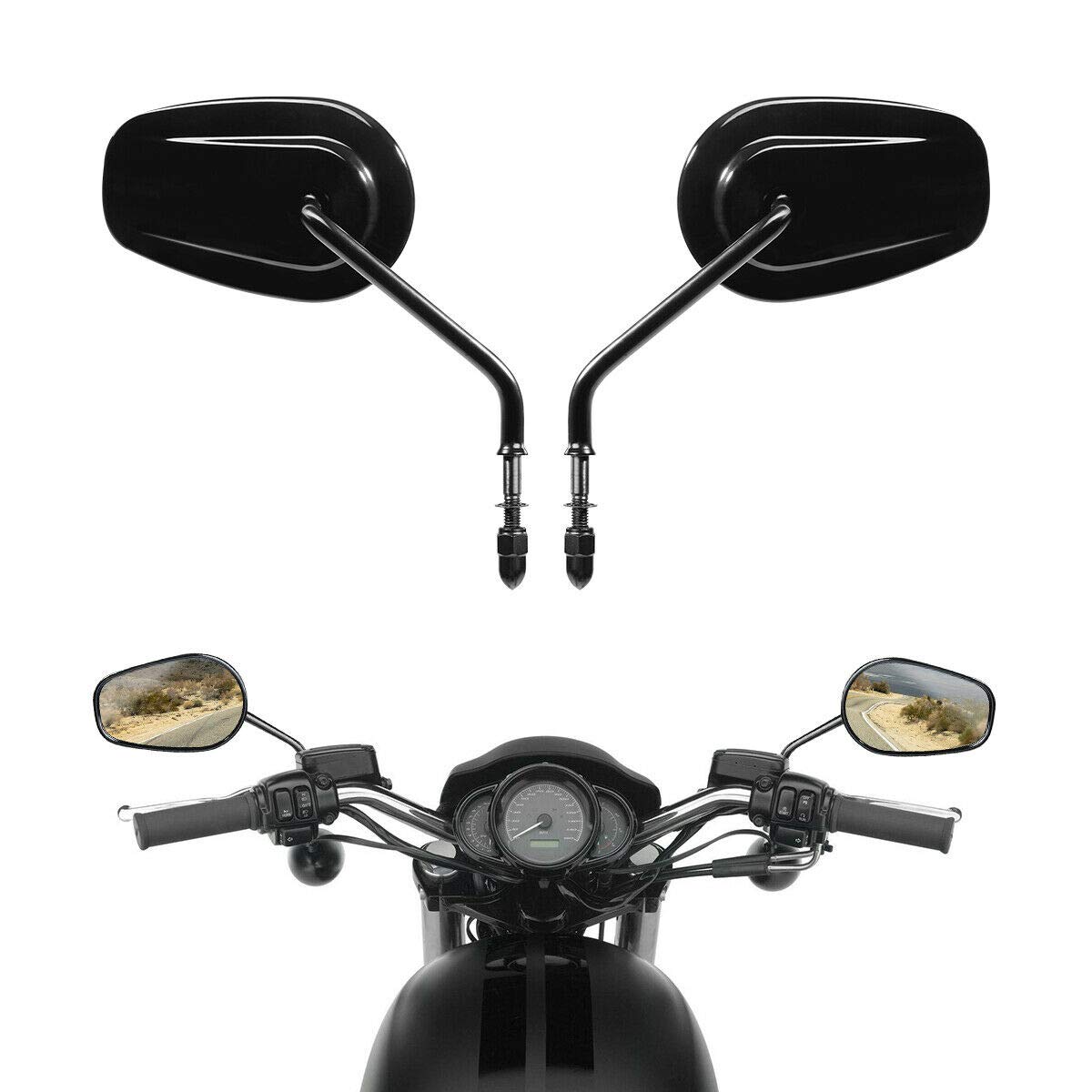 TCMT Paar schwarz Motorrad Rückspiegel für Harley Davidson Xl883 C Xl883 N XL883L SPORTSTER von TCMT
