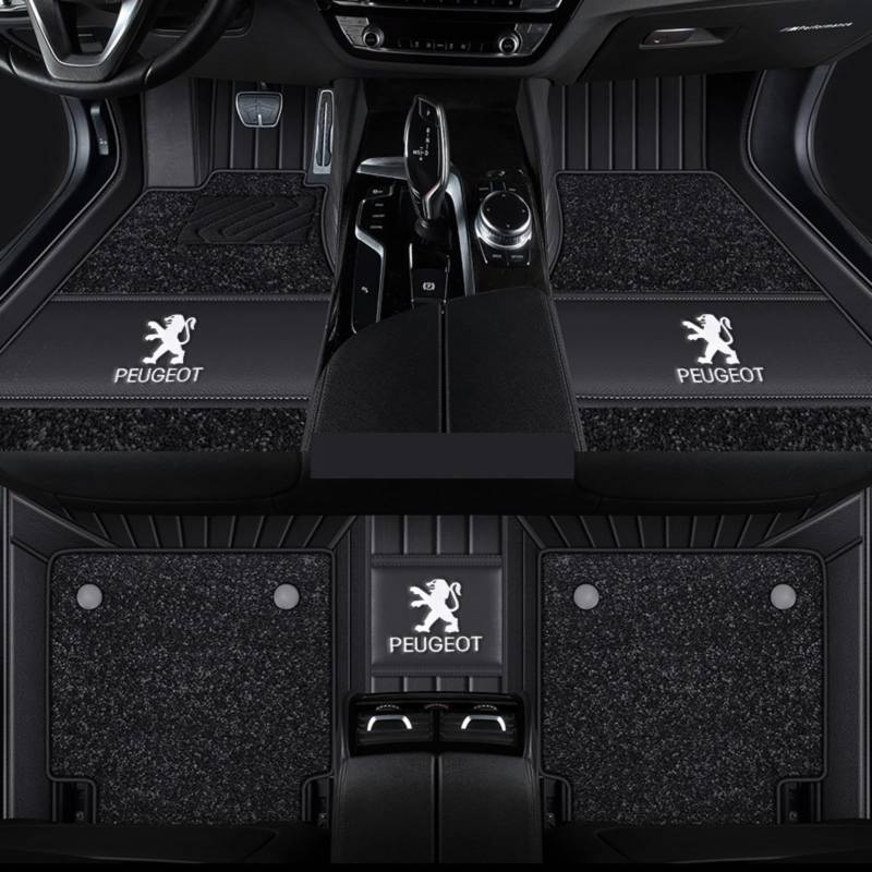 1 Satz Autofußmatten für Peugeot 3008 17-23 Teppich rutschfeste Granulierte Rückseite Wasserdicht Alle Wetterbedingungen Schützen,normal-BlackStyle von TCMYQS