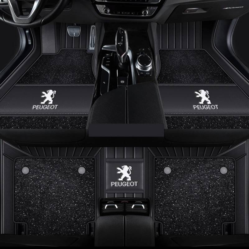 1 Satz Autofußmatten für Peugeot 5008 17-24 5Seats Teppich rutschfeste Granulierte Rückseite Wasserdicht Alle Wetterbedingungen Schützen,normal-BlackStyle von TCMYQS