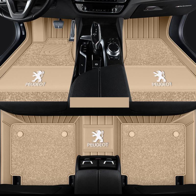 1 Satz Autofußmatten für Peugeot 508 10-19 Teppich rutschfeste Granulierte Rückseite Wasserdicht Alle Wetterbedingungen Schützen,normal-BeigeStyle von TCMYQS