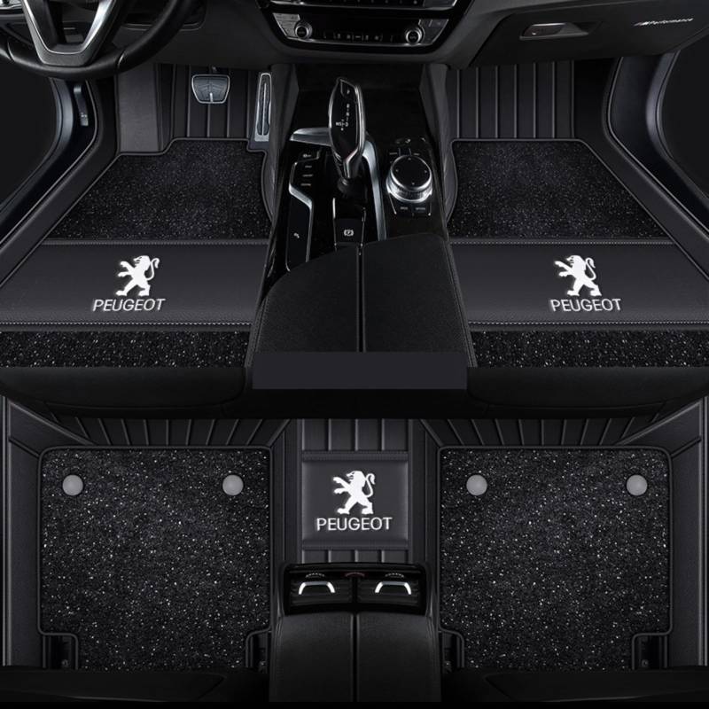 1 Satz Autofußmatten für Peugeot 508 19-24 Teppich rutschfeste Granulierte Rückseite Wasserdicht Alle Wetterbedingungen Schützen,normal-BlackStyle von TCMYQS