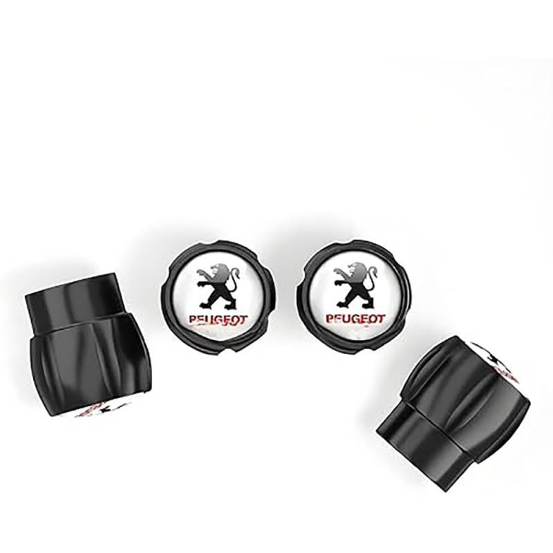 Autoreifen-Ventilkappen für Peugeot 206 207 301 307 308 508 607 2008 3008 4008, Autoreifen-Staubkappen, korrosionsbeständige Dichtung, Autoreifen-Zubehör.,normal-A/Black von TCMYQS