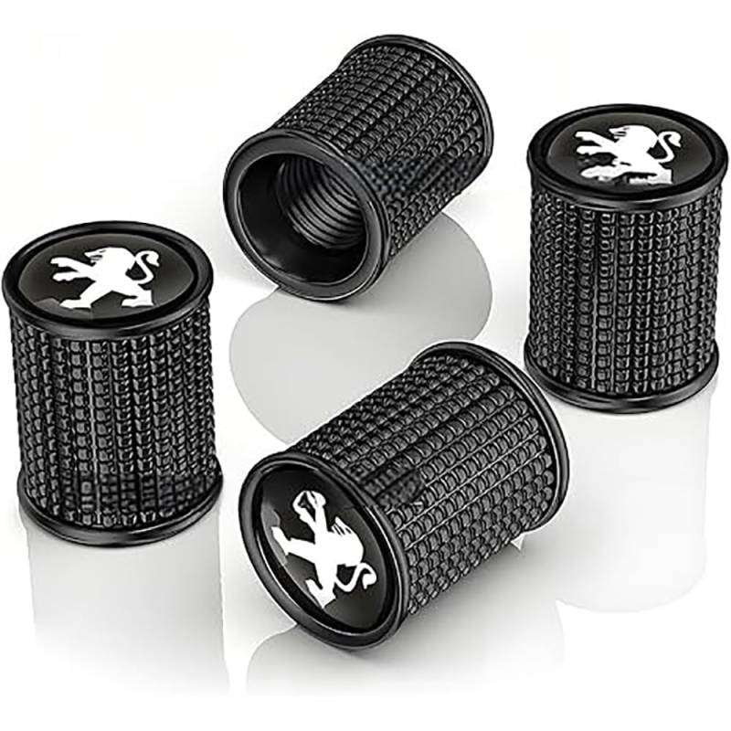 Autoreifen-Ventilkappen für Peugeot 206 207 301 307 308 508 607 2008 3008 4008, Autoreifen-Staubkappen, korrosionsbeständige Dichtung,normal-A/Black von TCMYQS