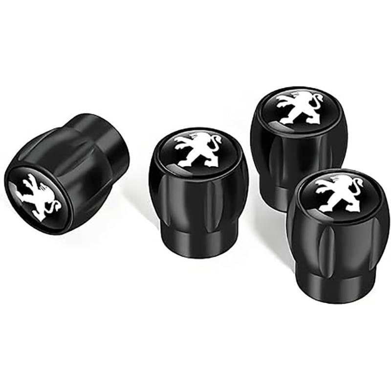 Autoreifen-Ventilkappen für Peugeot 206 207 301 307 308 508 607 2008 3008 4008, Autoreifen-Staubkappen, korrosionsbeständige Dichtung,normal-A/Black von TCMYQS