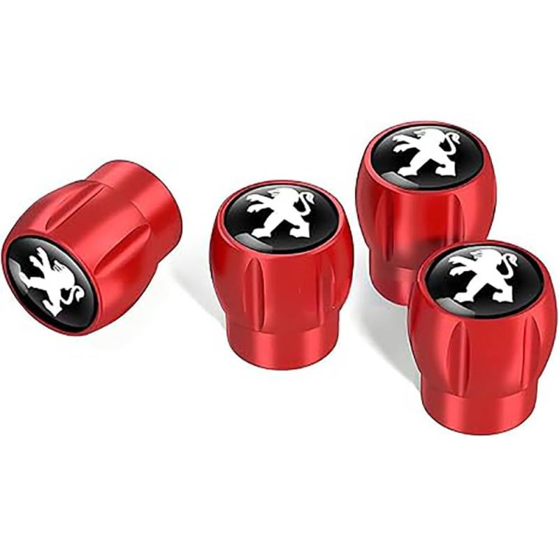 Autoreifen-Ventilkappen für Peugeot 206 207 301 307 308 508 607 2008 3008 4008, Autoreifen-Staubkappen, korrosionsbeständige Dichtung,normal-C/Red von TCMYQS