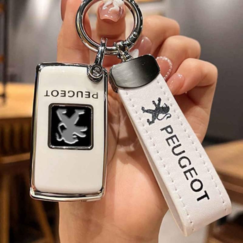 Autoschlüsseletui für Peugeot 2008 2016-2019. Schlüsseletui-Abdeckung mit Schlüsselanhänger, Rundumschutz, Autoschlüsselschutz, Innenausstattung,normal-White-c von TCMYQS
