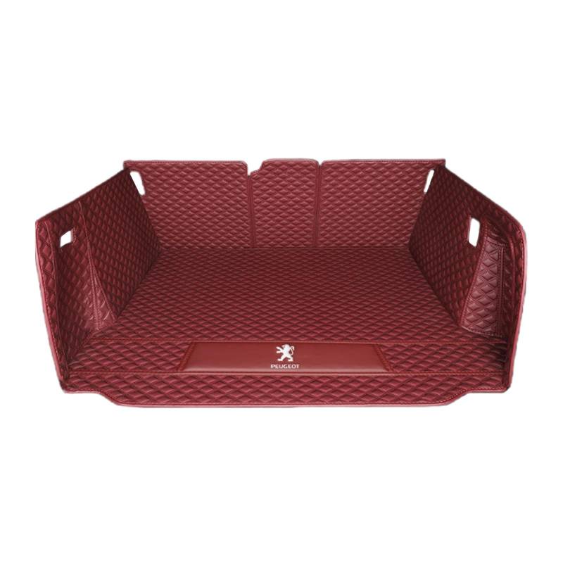 Kofferraummatte für Peugeot 2008 20-24, maßgeschneiderte Passform, Stoßstangenschutz, wasserdicht, Original 3D x 7-Sitzer, BrownStyle,Normal-RedStyle von TCMYQS