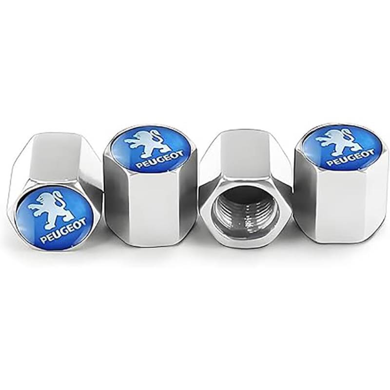 Ventilkappen für Peugeot, Staubkappen für Autoreifen, korrosionsbeständige Reifenluftkappen, Autozubehör,normal-B/Silver von TCMYQS