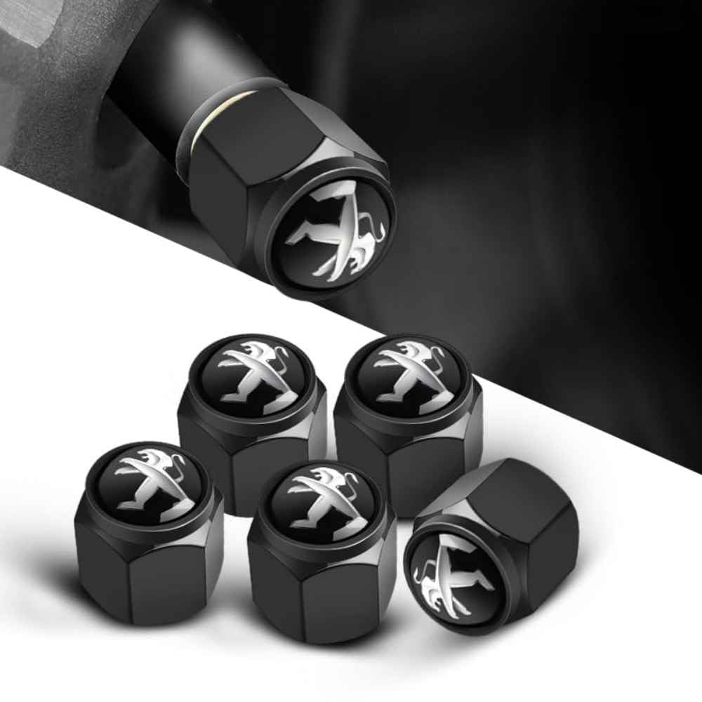Ventilkappen für Peugeot 5008 (2013–2017), Staubkappen, Ventilkappen für Autoreifen, Zubehör für Autoreifenventile,normal-Black-a von TCMYQS