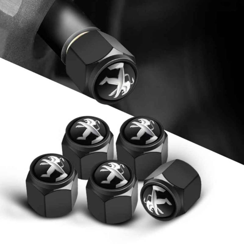 Ventilkappen für Peugeot 5008 (2013–2017), Staubkappen, Ventilkappen für Autoreifen, Zubehör für Autoreifenventile,normal-Black-a von TCMYQS
