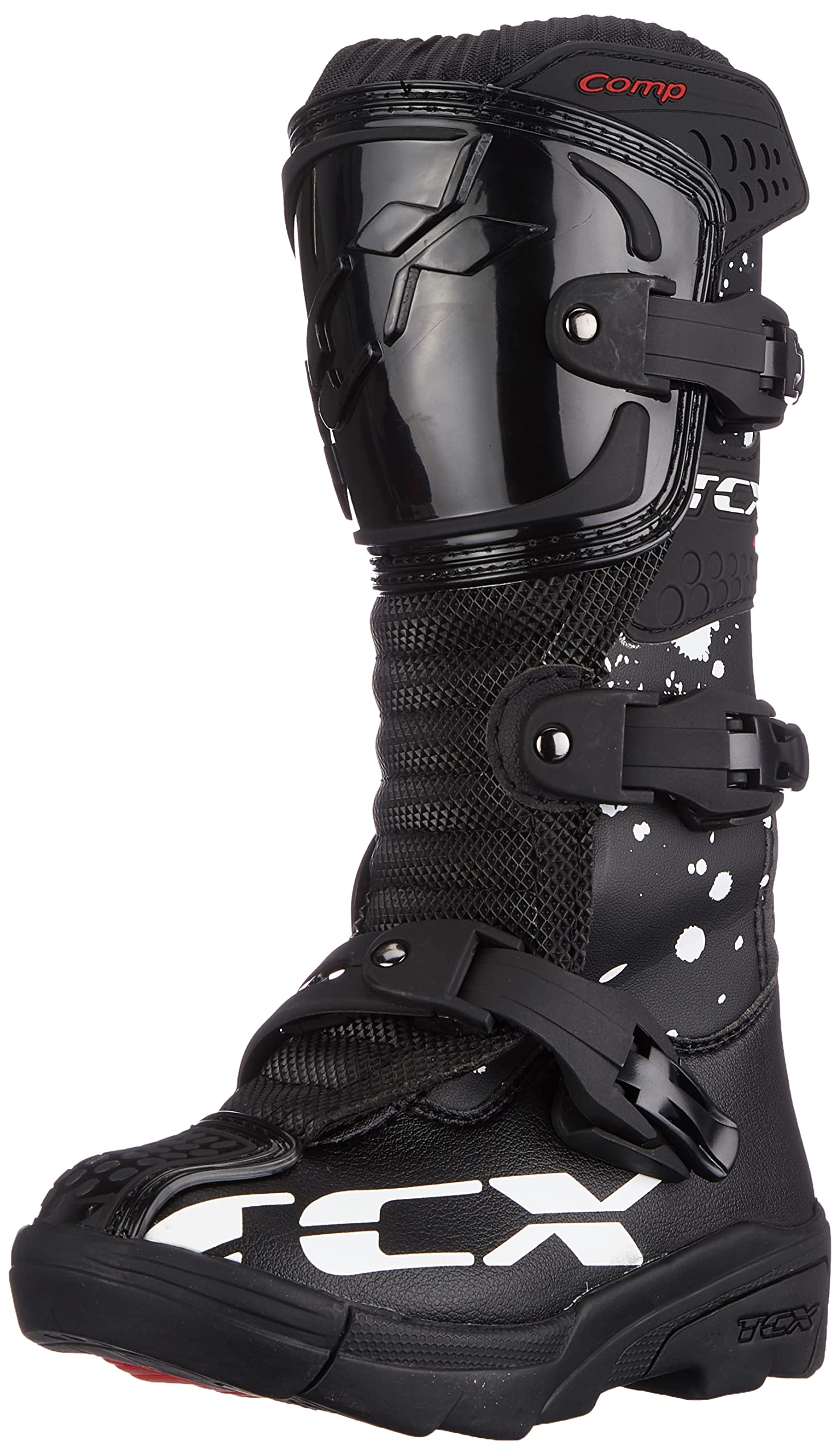 TCX - Comp Kid, Kinder-Motocross-Stiefel, Obermaterial aus Mikrofaser, 3-Schnallen-Polyurethan-Verschluss mit Mikrometrischer Verstellung und Klettverschluss, Schwarz/Weiß TCX - Comp Kid, Kinder-Motocross-Stiefel, Obermaterial aus Mikrofaser, 3-Schnallen-Polyurethan-Verschluss mit Mikrometrischer Verstellung und Klettverschluss, Schwarz/Weiß von TCX