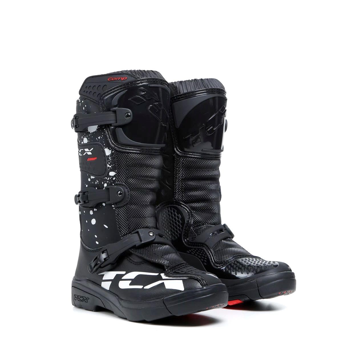 TCX - Comp Kid, Kinder-Motocross-Stiefel, Obermaterial aus Mikrofaser, 3-Schnallen-Polyurethan-Verschluss mit Mikrometrischer Verstellung und Klettverschluss, Schwarz/Weiß TCX - Comp Kid, Kinder-Motocross-Stiefel, Obermaterial aus Mikrofaser, 3-Schnallen-Polyurethan-Verschluss mit Mikrometrischer Verstellung und Klettverschluss, Schwarz/Weiß von TCX