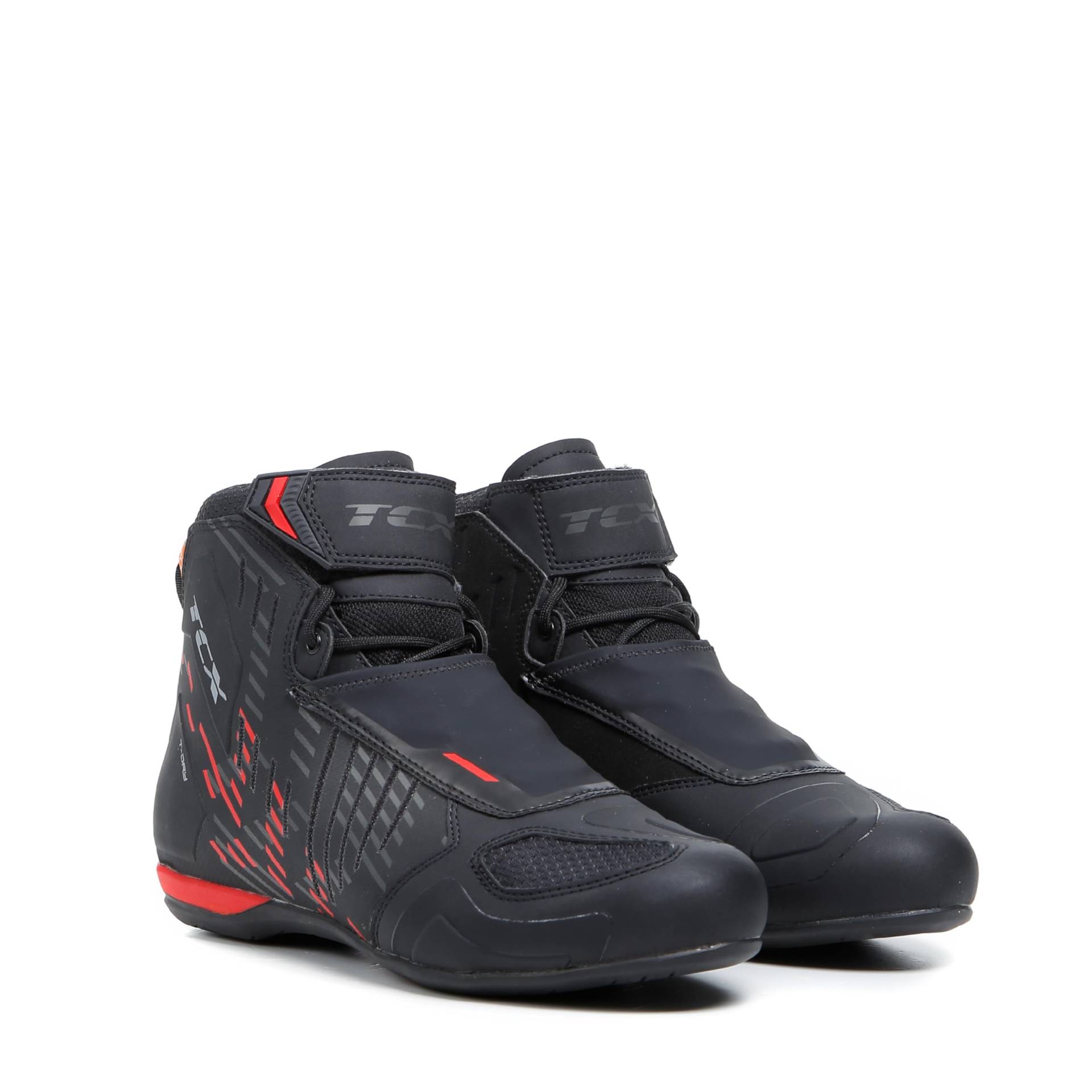TCX - R04D AIR, Herren-Motorradschuhe, Atmungsaktiv und vielseitig, Obermaterial aus Mesh mit Hot-Melt-Beschichtung, Schnürsenkel und Klettverschluss, Schwarz/Rot TCX - R04D AIR, Herren-Motorradschuhe, Atmungsaktiv und vielseitig, Obermaterial aus Mesh mit Hot-Melt-Beschichtung, Schnürsenkel und Klettverschluss, Schwarz/Rot von TCX