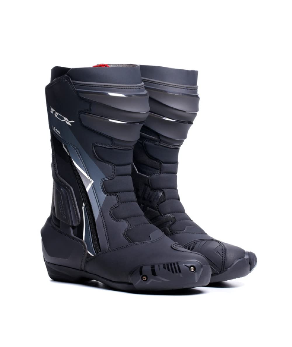 TCX - S-TR1, Damen-Motorradstiefel, Sportstiefel, Obermaterial aus Mikrofaser, Seitlicher Elastischer Reißverschluss und Klettverschluss, Schwarz/Weiß Pearl von TCX