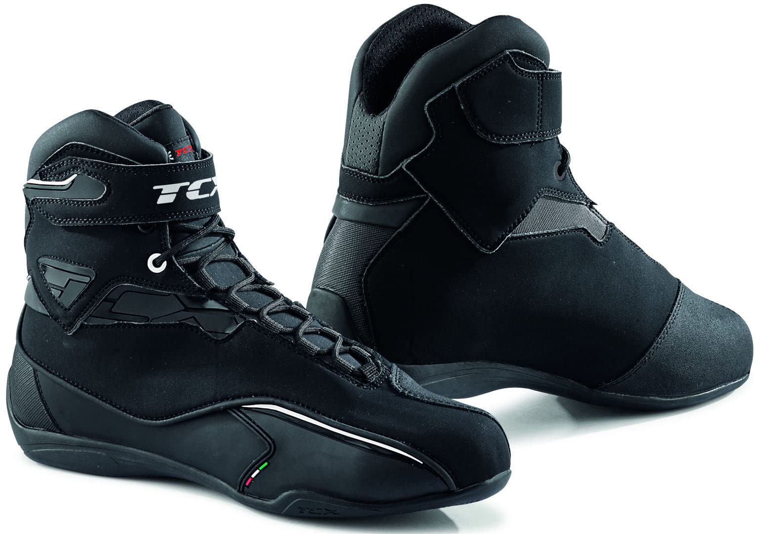 TCX - Zeta Waterproof, Herren-Motorradschuhe, Sportlich und Wasserdicht, Stadttaugliche Schuhe, Obermaterial aus Mikrofaser, Schnürung und Klettverschluss, Schwarz TCX - Zeta Waterproof, Herren-Motorradschuhe, Sportlich und Wasserdicht, Stadttaugliche Schuhe, Obermaterial aus Mikrofaser, Schnürung und Klettverschluss, Schwarz von TCX