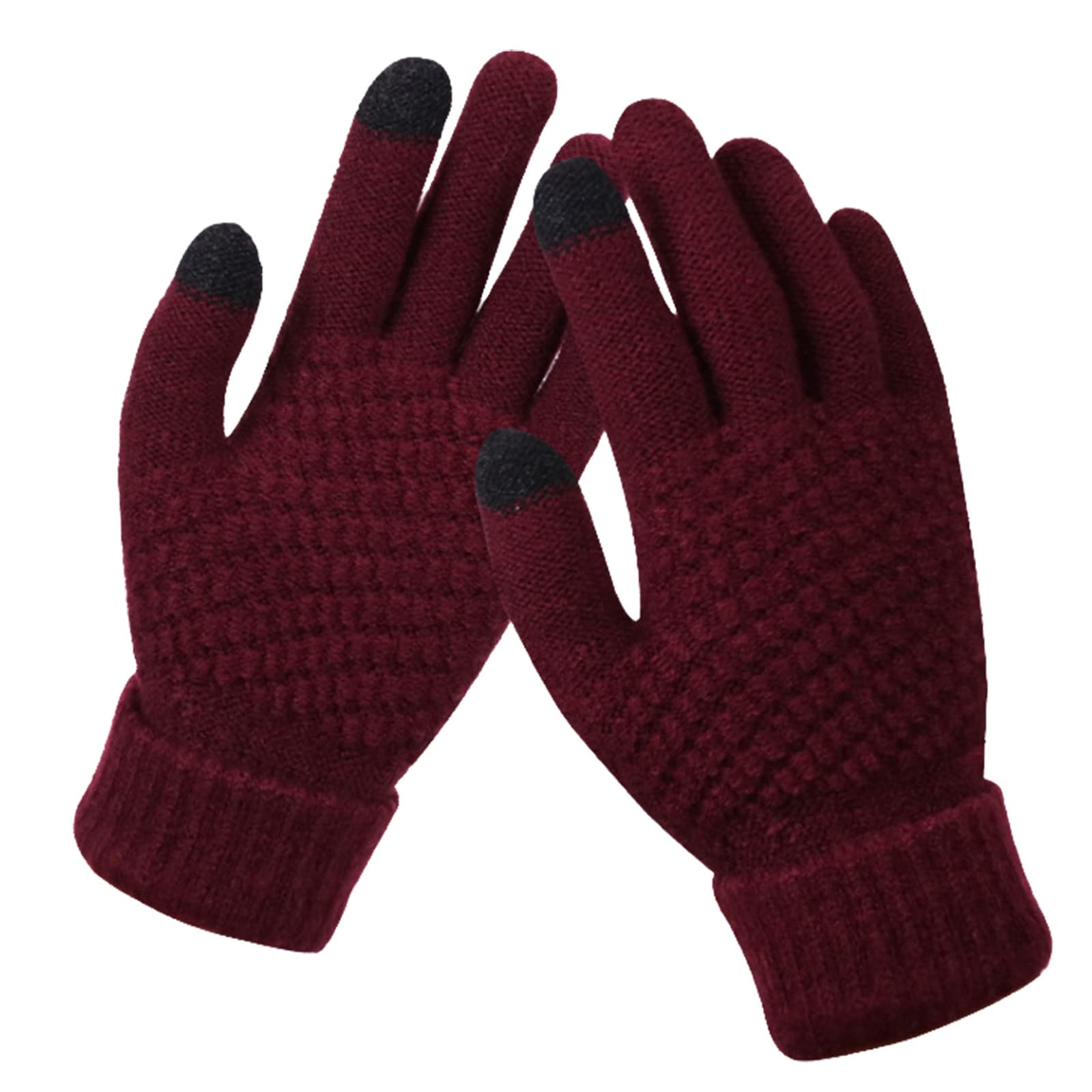 TDEOK Damen-Winter- und Herren-Dick-Kaltfarben-Radsport-Strick- und -Handschuhe Warme Feste Handschuhe Charleston Handschuhe Weiß (H #1, One Size) von TDEOK