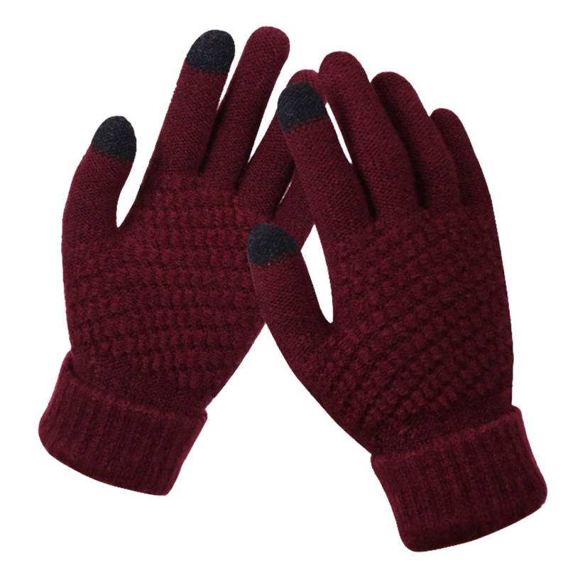 TDEOK Damen-Winter- und Herren-Dick-Kaltfarben-Radsport-Strick- und -Handschuhe Warme Feste Handschuhe Charleston Handschuhe Weiß (H #1, One Size) von TDEOK