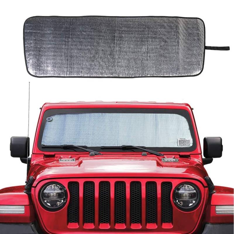 TDHLW Windschutzscheibe Sonnenschutz Sonnenblende Matte Kompatibel mit Jeep Wrangler JL JLU 2018-2024 & Jeep Gladiator JT 2020-2024 von TDHLW