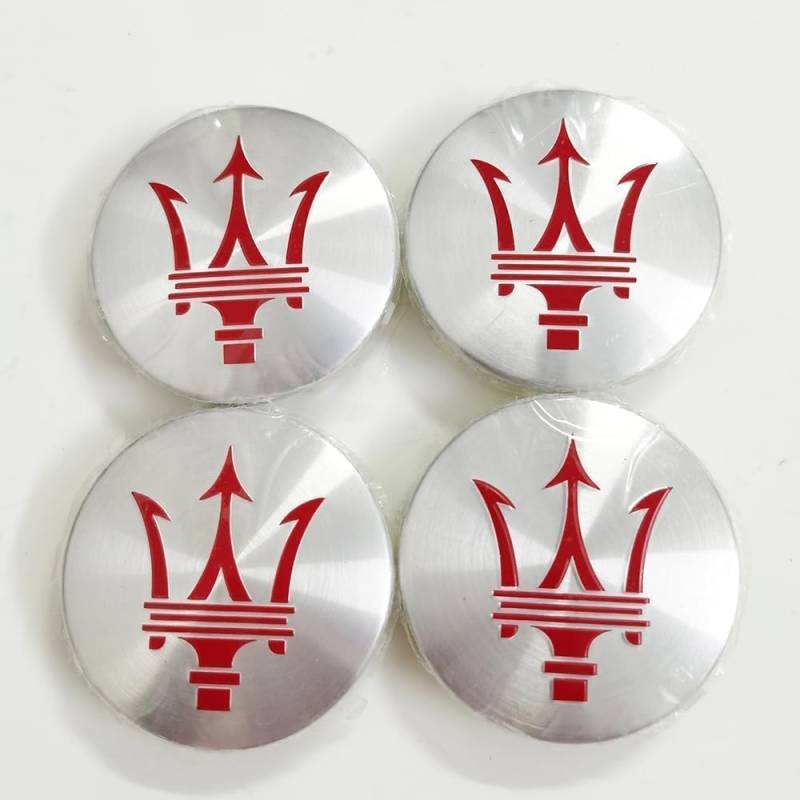 4 Stück Radkappe fürs Auto für Maserati Ghibli Quattroporte Levante MC20 GranTurismo GT 60mm Radnabenabdeckung Radkappen Radzierblenden Radblenden Radzierkappe,Silver red von TDQTVH