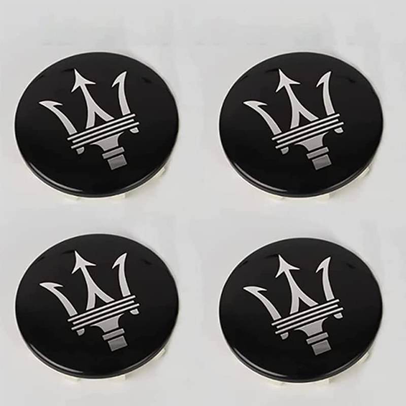 4 Stück Radkappe fürs Auto für Maserati Granturismo Levante Ghibli Gran GC Cabrio GT Quattroporte 60mm Radnabenabdeckung Radkappen Radzierblenden Radblenden Radzierkappe,Black and Silver von TDQTVH
