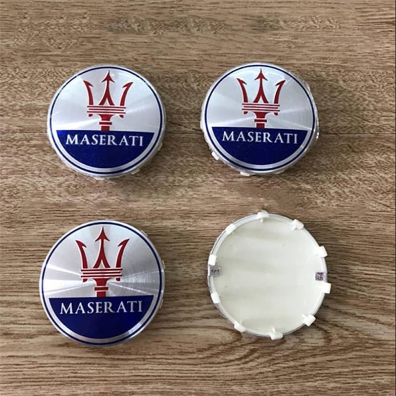 4 Stück Radkappe fürs Auto für Maserati Granturismo Levante Ghibli Gran GC Cabrio GT Quattroporte 60mm Radnabenabdeckung Radkappen Radzierblenden Radblenden Radzierkappe,Silver Blue von TDQTVH