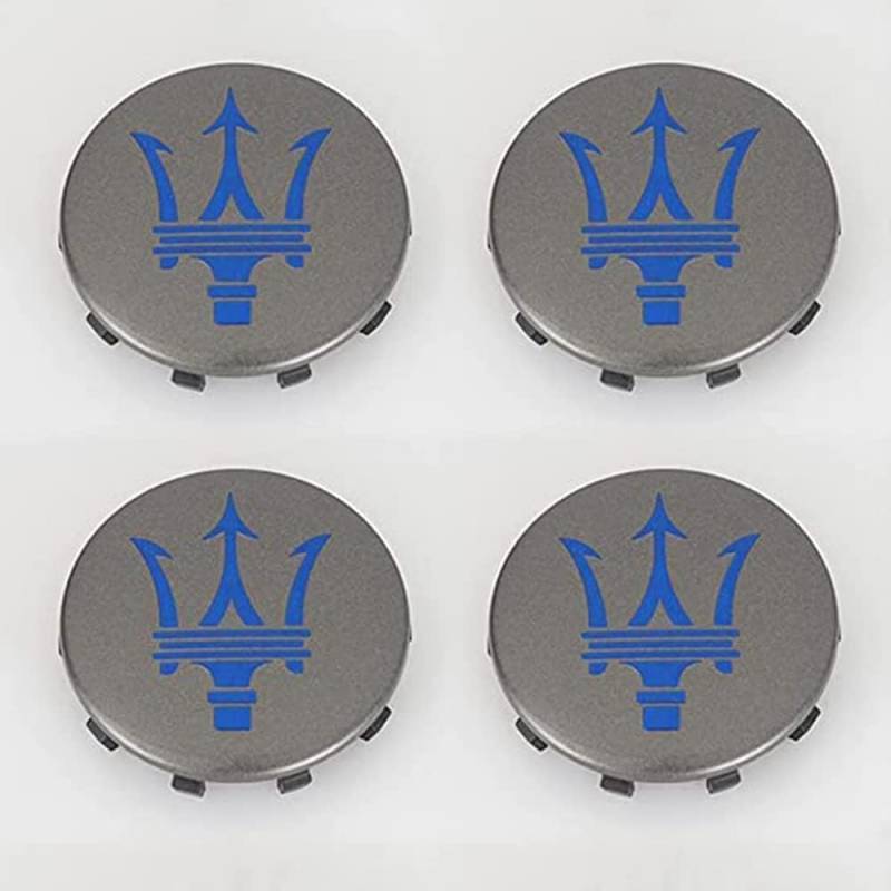 4 Stück Radkappe fürs Auto für Maserati Levante 60mm Radnabenabdeckung Radkappen Radzierblenden Radblenden Zierdeckel Radzierkappe Felgenabdeckung,Gray Background with Blue Label von TDQTVH