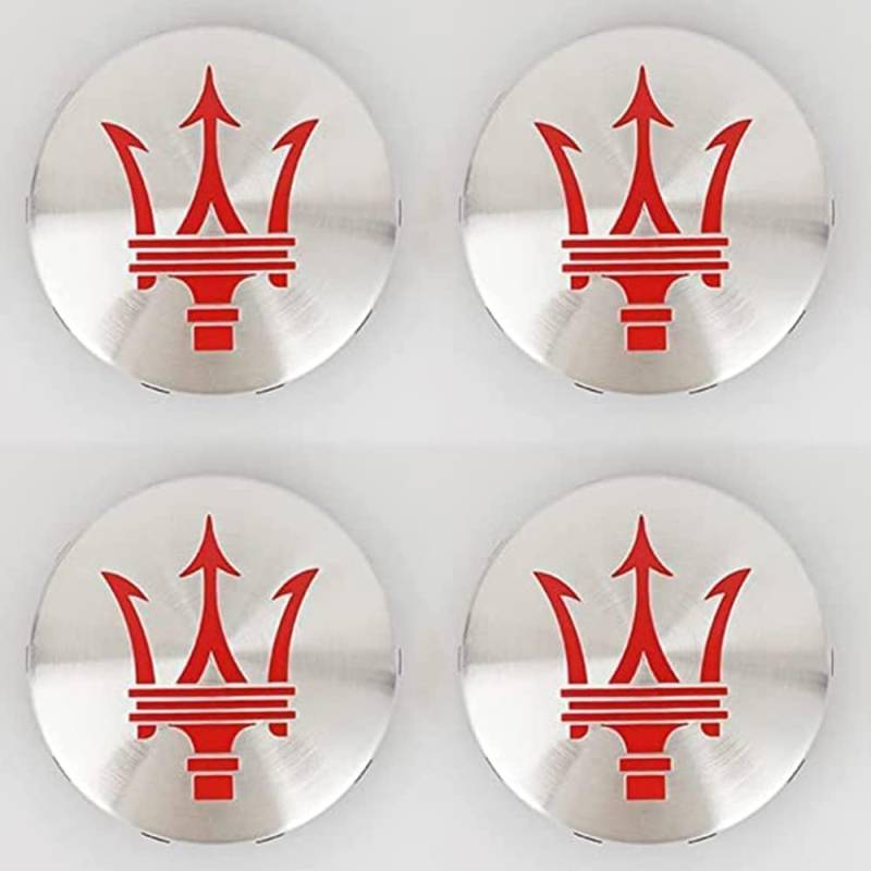 4 Stück Radkappe fürs Auto für Maserati Levante 60mm Radnabenabdeckung Radkappen Radzierblenden Radblenden Zierdeckel Radzierkappe Felgenabdeckung,Silver Background with red Label von TDQTVH
