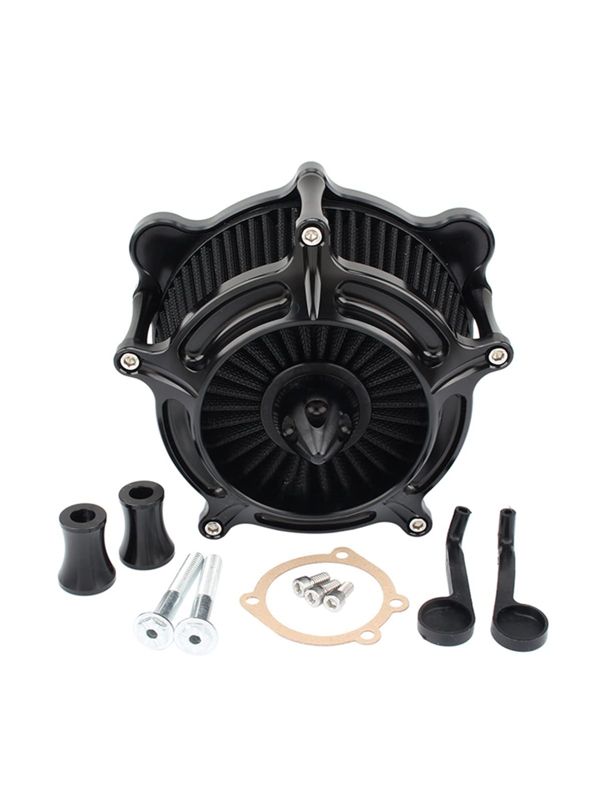 TEAUSA Luftfilter passend for Harley Dyna Touring Road King Street Road Glide Softail FXST Twin Cam Luftfilter Ansaugfilter Turbine Spike (Size : Black) von TEAUSA