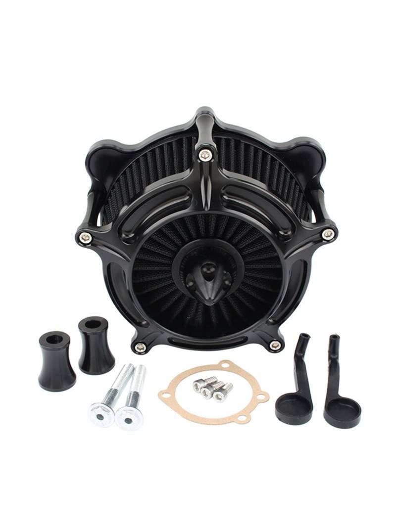 TEAUSA Luftfilter passend for Harley Dyna Touring Road King Street Road Glide Softail FXST Twin Cam Luftfilter Ansaugfilter Turbine Spike (Size : Black) von TEAUSA