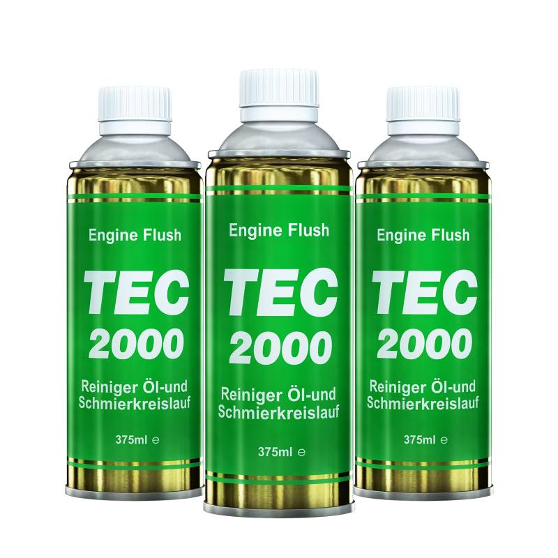 TEC 2000 Motorspülung - 3 x Engine Flush Motorreiniger für Benzin Diesel oder Gasmotoren 375ml Set - Kraftstoffadditiv zur Systemreinigung - Motorpflege Zusatz, 3 x 375ml von TEC 2000