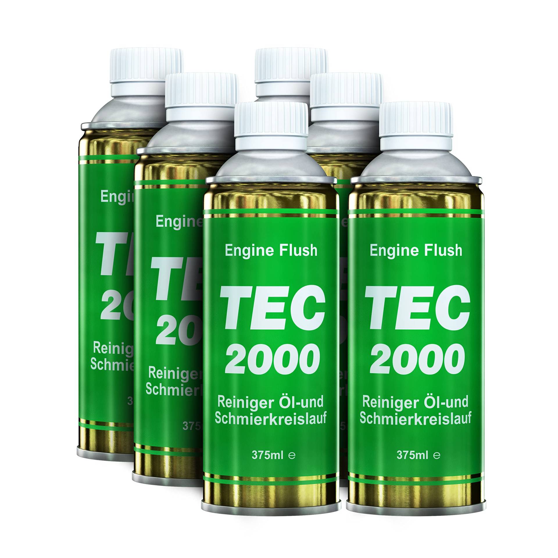 TEC 2000 Motorspülung - 6 x Engine Flush Motorreiniger für Benzin Diesel oder Gasmotoren 375ml set - Kraftstoffadditiv zur Systemreinigung - Motorpflege Zusatz von TEC 2000