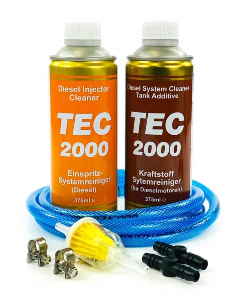 TEC 2000 Diesel Injektor Reiniger + Diesel System Cleaner Motorpflege Reinigung Set 750ml Einspritzdüsen Reiniger Kraftstoff Systemreiniger Diesel Zusatz Tank Additiv Injektionsreinigungsset von TEC 2000