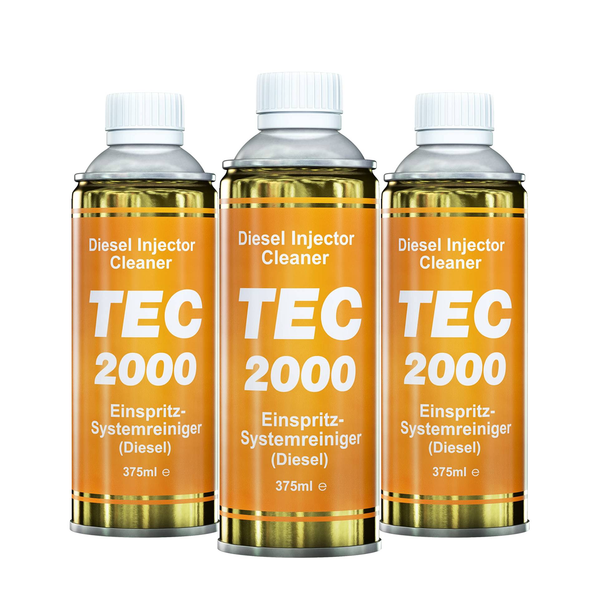 TEC 2000 Motorreiniger - 3 x Diesel Injektor Einspritzdüsen Reiniger 375ml - Kraftstoffadditiv zur Systemreinigung von Injektoren - Motorspülung Motorpflege Diesel Zusatz - Systemreiniger von TEC 2000