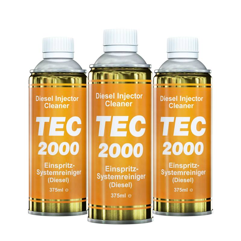 TEC 2000 Motorreiniger - 3 x Diesel Injektor Einspritzdüsen Reiniger 375ml - Kraftstoffadditiv zur Systemreinigung von Injektoren - Motorspülung Motorpflege Diesel Zusatz - Systemreiniger von TEC 2000
