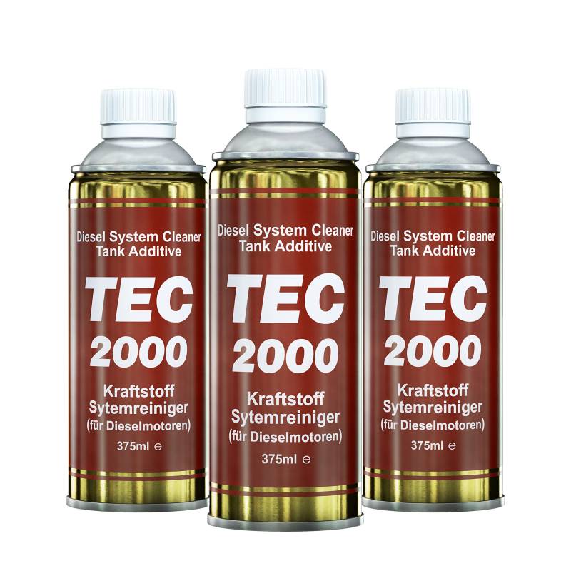 TEC 2000 Motorreiniger - 3 x Diesel System Cleaner Tank Additiv 375ml - Kraftstoff Systemreiniger Diesel Zusatz - Reduzierung der Abgasemissionen - Dieselreiniger von Jlwiy