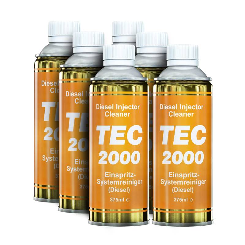 TEC 2000 Motorreiniger - 6 x Diesel Injektor Einspritzdüsen Reiniger 375ml - Kraftstoffadditiv zur Systemreinigung von Injektoren - Motorspülung Motorpflege Diesel Zusatz - Systemreiniger von TEC 2000