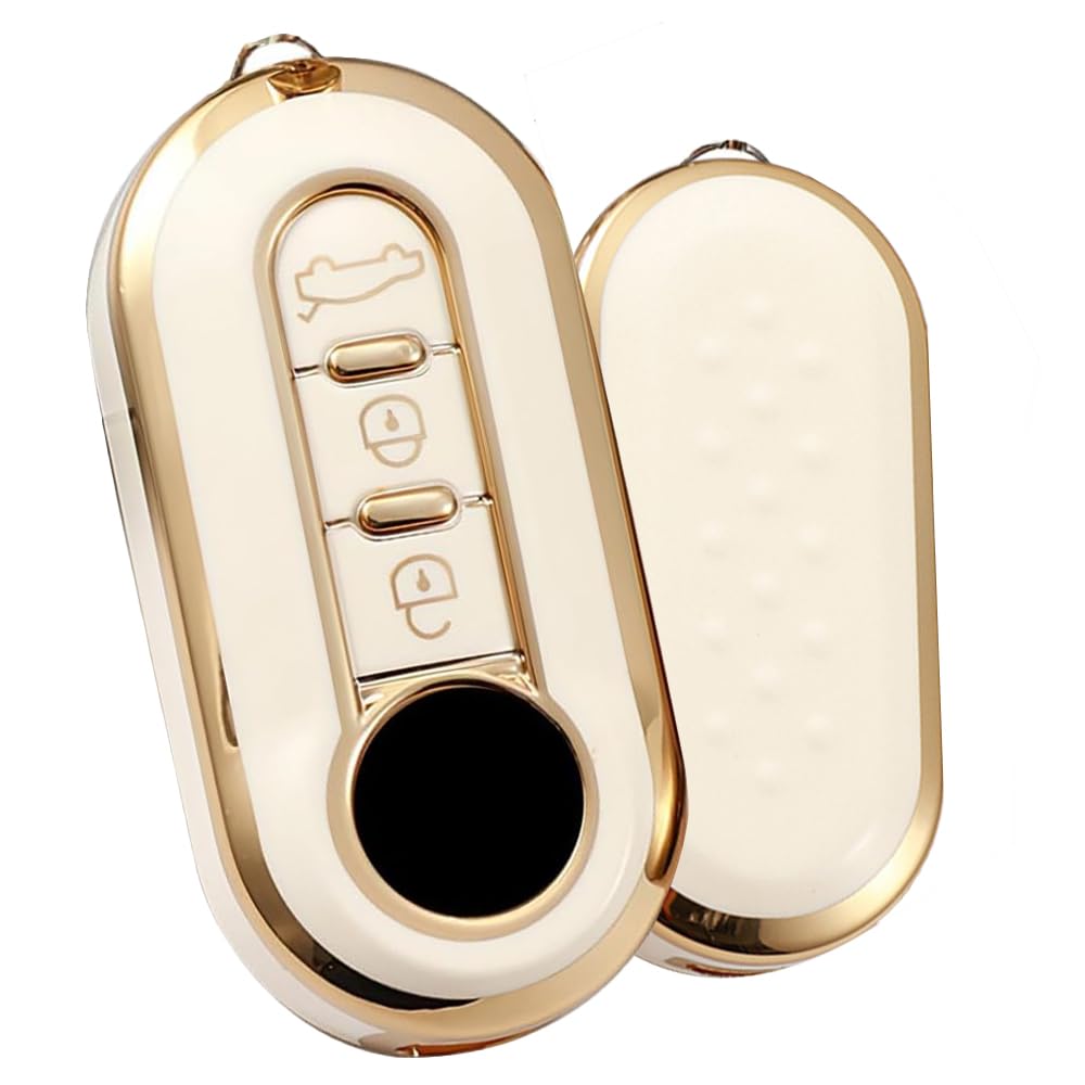 TECART Autoschlüssel Hülle Cover Passt für FIAT Ducato 500 500L Panda Grande Punto Lancia Musa Ypsilon Delta TPU Zubehör Auto Schlüssel 3 Taste Schlüsselhülle Schlüsselanhänger Gold Weiß A TECART Autoschlüssel Hülle Cover Passt für FIAT Ducato 500 500L Panda Grande Punto Lancia Musa Ypsilon Delta TPU Zubehör Auto Schlüssel 3 Taste Schlüsselhülle Schlüsselanhänger Gold Weiß A von TECART