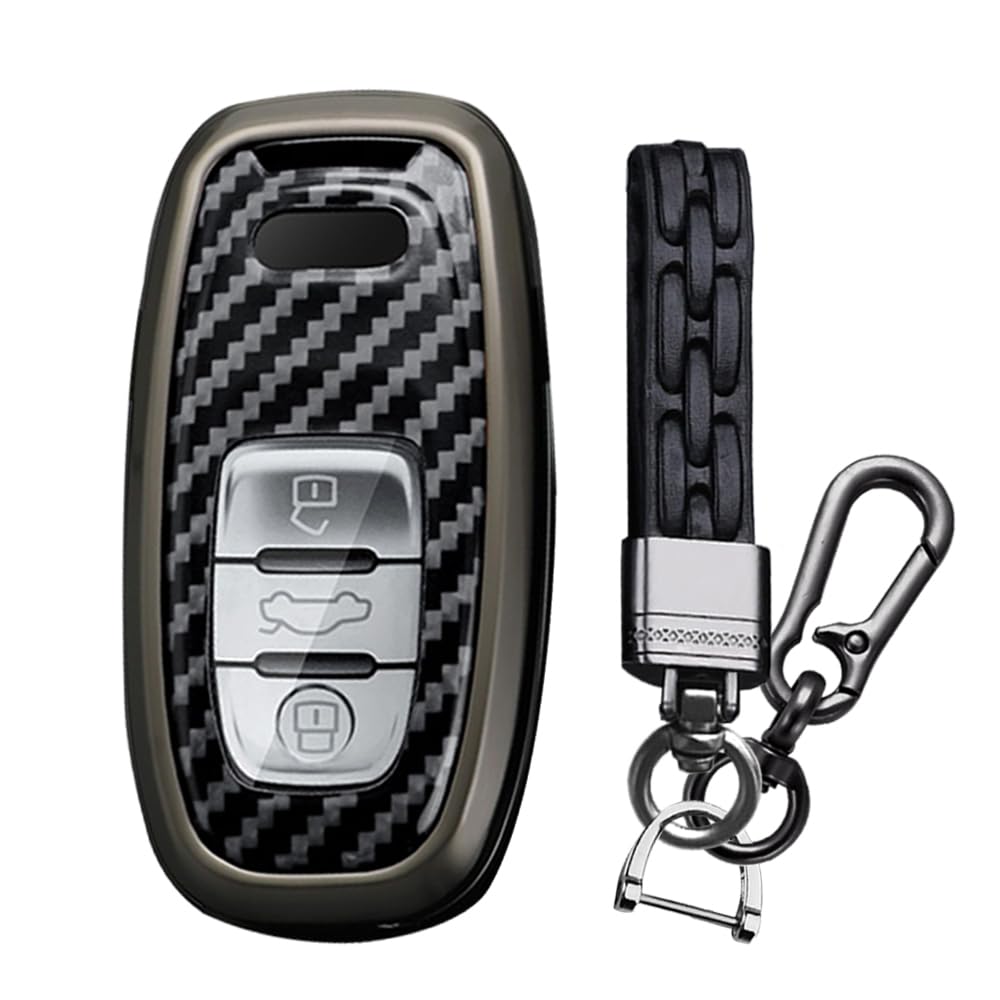 TECART Autoschlüssel Hülle Passt für Audi A1 A2 A3 A4 A5 A6 A7 A8 A4L A6L A8L Q1 Q3 Q5 Q7 Q8 S1 S3 S4 S5 PVC Schlüsselanhänger Keyless Go Schutz 3 Taste Schlüsseletui Key case Kohlefaser A Schwarz TECART Autoschlüssel Hülle Passt für Audi A1 A2 A3 A4 A5 A6 A7 A8 A4L A6L A8L Q1 Q3 Q5 Q7 Q8 S1 S3 S4 S5 PVC Schlüsselanhänger Keyless Go Schutz 3 Taste Schlüsseletui Key case Kohlefaser A Schwarz von TECART
