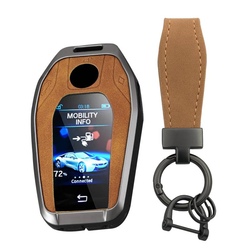 TECART Autoschlüssel Hülle Passt für BMW 528Li 530Li 540Li G30 G31 GT G11 G12 730Li 740 740Li 750Li Schlüsseltasche Zinklegierung Leder Smart Fernschlüssel Cover 3 Tasten- T Braun von TECART