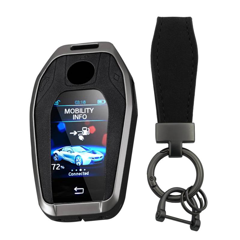 TECART Autoschlüssel Hülle Passt für BMW 528Li 530Li 540Li G30 G31 GT G11 G12 730Li 740 740Li 750Li Schlüsseltasche Zinklegierung Leder Smart Fernschlüssel Cover 3 Tasten- T Schwarz von TECART