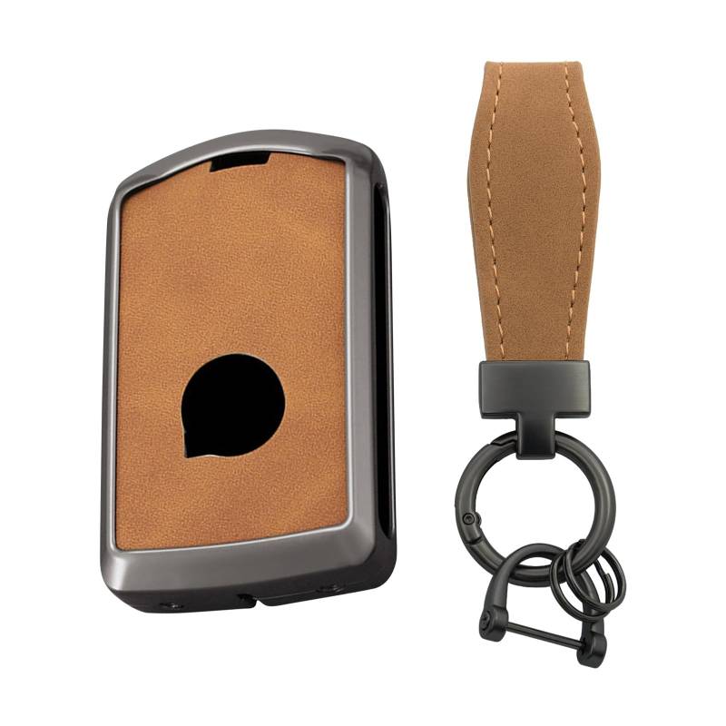 TECART Autoschlüssel Hülle Passt für Volvo XC40 XC60 XC70 XC90 S60 S80 S90 C30 V70 V90 T5 T6 T8 Schlüsseltasche Zinklegierung Leder Smart Fernschlüssel Cover 4 Tasten- T Braun von TECART
