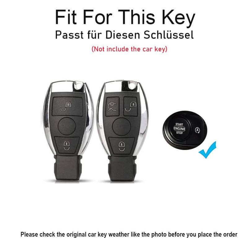 TECART Autoschlüssel Hülle Schlüsselhülle Passt für Mercedes Benz W164 W176 W245 W204 W211 W212 W245 A209 A203 A B C E ML S R CL CLK Schlüssel Hülle Leder Cover Schlüsselschutz 3 Tasten Schwarz von TECART