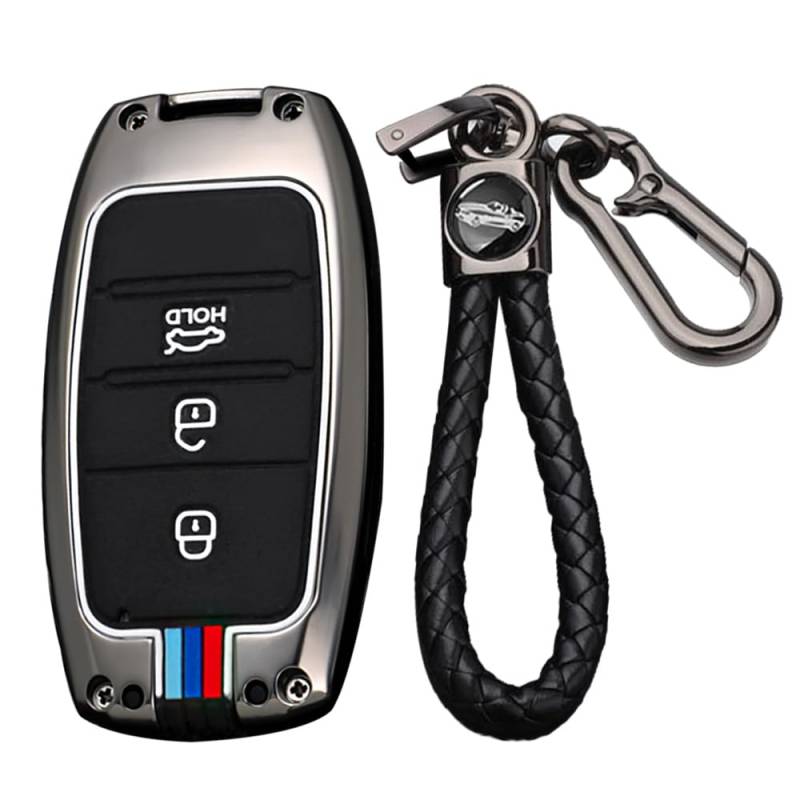 TECART Autoschlüssel Hülle Schutz Schlüsselanhänger Halter Fit Für Kia NIRO Forte Optima Sorento Rio Soul EV Zubehör 3 Tasten Schwarz von TECART