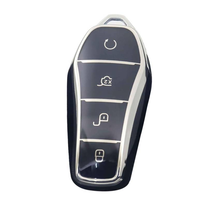 TECART Autoschlüsselgehäuse Schlüsseltasche Passt für BYD Atto 3 Han Tang Song Pro-DM-i Yuan Qin Seal Dolphin TPU Autoschlüssel Gehäuse Schlüsselschutz Schlüsselanhänger 4 Tasten Schwarz von TECART